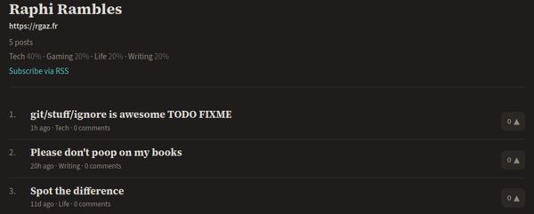 A screenshot of the list of recent posts on the trendy aggregator bubbles.town, including the messed up version of this article.
