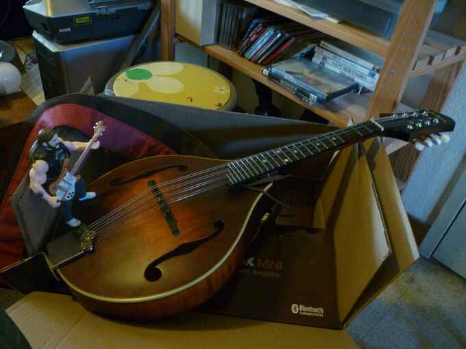 Who the hell needs 8 fuckin strings on a bass ? An action figure of Lemmy Killminster standing upon a mandolin..