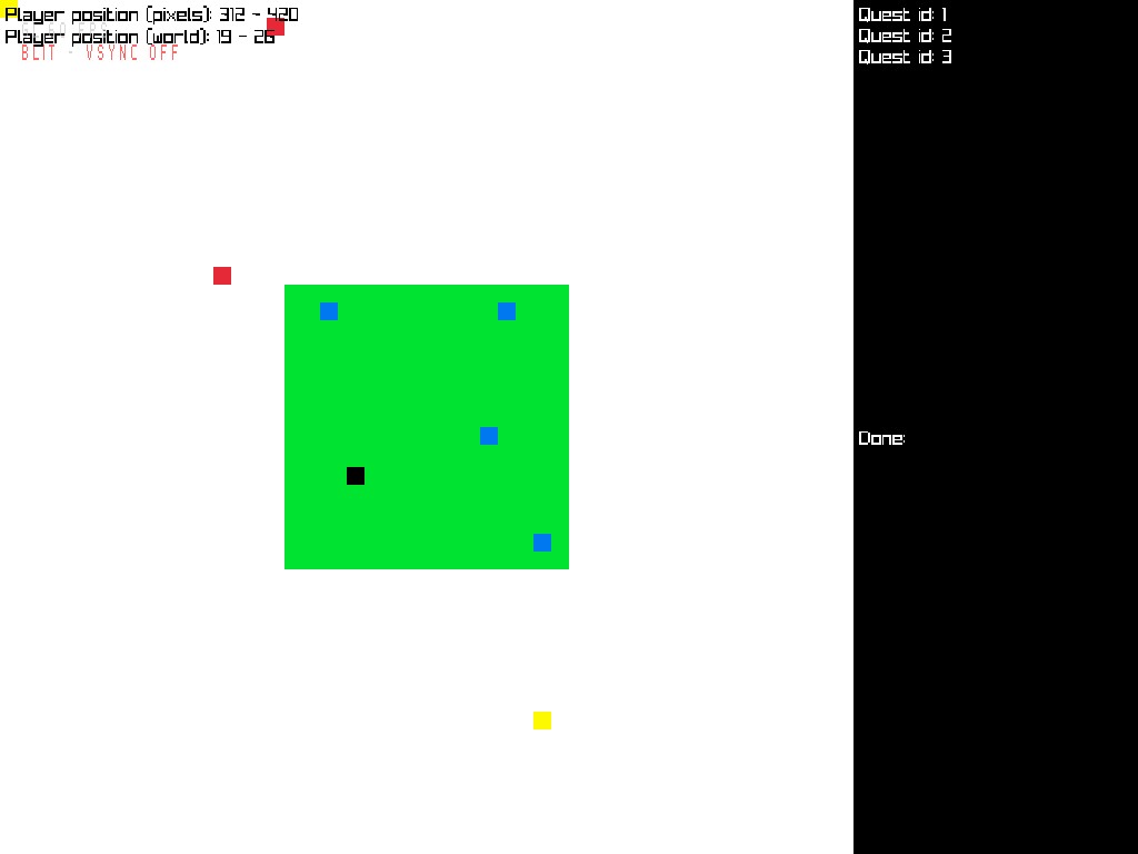 Ugly screenshot of the game's first look. Mostly white with a few colored squares.