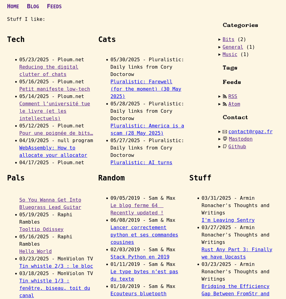 Screenshot of this site's feed page, work in progress